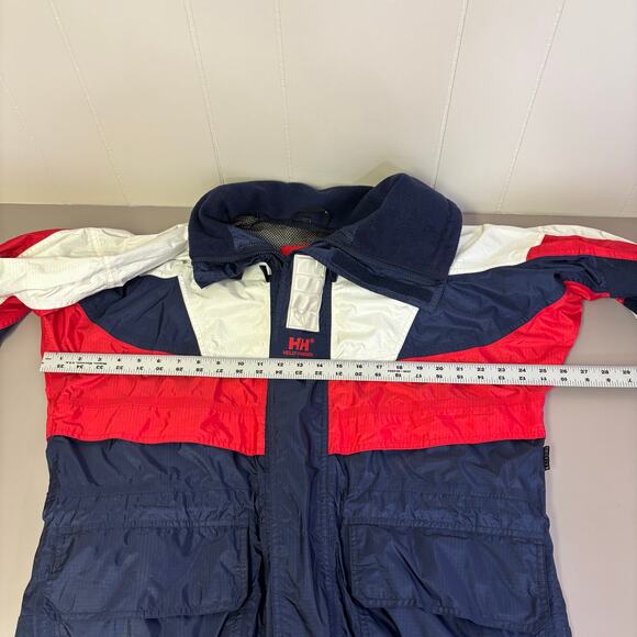 Vintage Helly Hansen Jacket Small Men’s Red White Blue 90’s Hood Shell Sailing - Picture 9 of 10